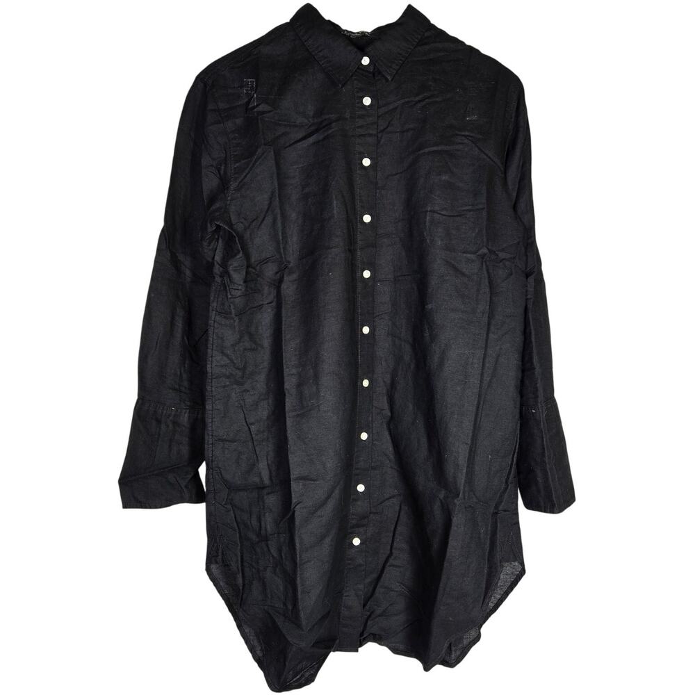 J. Crew Relaxed-fit beach shirt in linen-cotton blend Black BX614 S‎ NIB